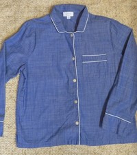 Pajamas "Love by Gap" Chambray Blue w white piping Women's sz. MED 2 piece L/S 