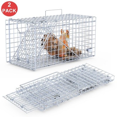 2pcs Live Animal Cage Trap Heavy Duty Folding Mouse Vole Traps Rabbits Cat Trap