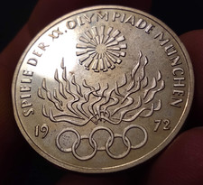 1972 j germany 10 mark olympic flame rare proof reflective silver type coin