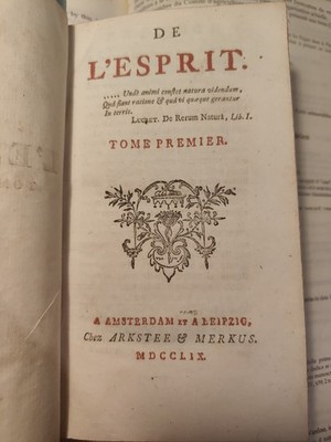 Helvetius De l'esprit Amsterdam-Leipsick 1759.