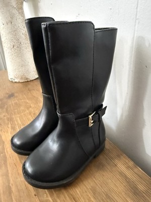 Toddler Girls Black Riding Boots Size 4 Zip Buckle Classic Fall Winter Place New