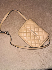 Michael Kors Beige Quilted Leather Crossbody Bag, Magnetic Closure
