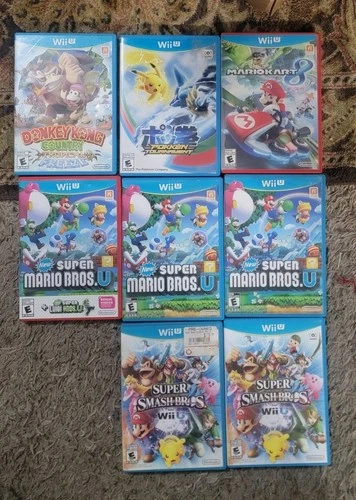 Wii U Games Lot of 8 Donkey kong Super Mario Smash Bros Mariokart pokken Luigi