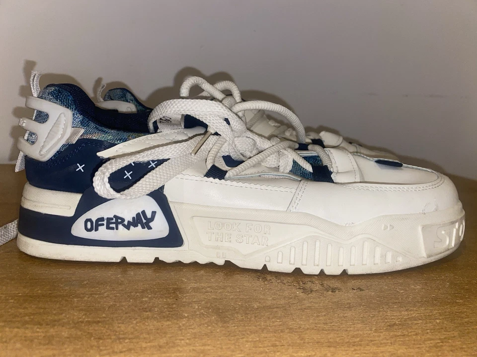 Offernay Sneakers White Blue | Chunky Streetwear Shoes | Size EU 44 / US 10 Foto 4 de 4