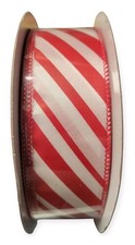 Kirkland Wired Ribbon 1.5" X 50 Yards Red And White Candy Cane Stripe