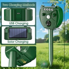 4LED Solar Animal Deterrent - Outdoor, Garden/Lawn Dog/Cat/Raccoon Repeller