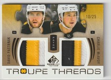 2025-26 SP GAME USED TROUPE THREADS PATCH PASTRNAK MCAVOY 10/25 BOSTON BRUINS