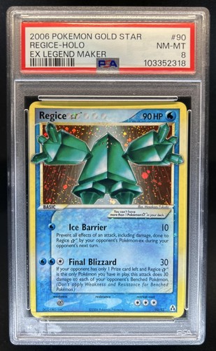 2006 Pokemon EX Legend Maker Regice Gold Star Holo #90/92 PSA 8
