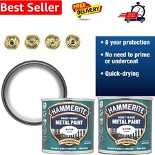 Direct to Rust Satin Metal Paint - White - 250ML