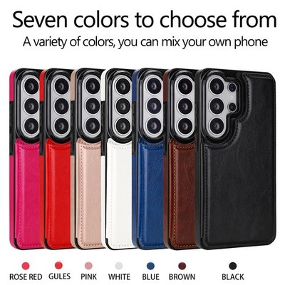 For Galaxy S24 Ultra S25 S26 With Stand Flip Wallet Pocket Phone Cover Case