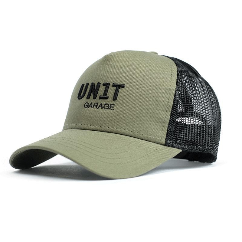 Casquette trucker verte Unit Garage : couvre-chef moto vintage réglable