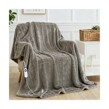 Heated Blanket Throw Electric Heating Blanket Waffle with 12 Heat Levels, Fas...