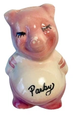 PORKY Pottery PIG Piggy COIN BANK American Bisque 80th Anniv Park National Bank