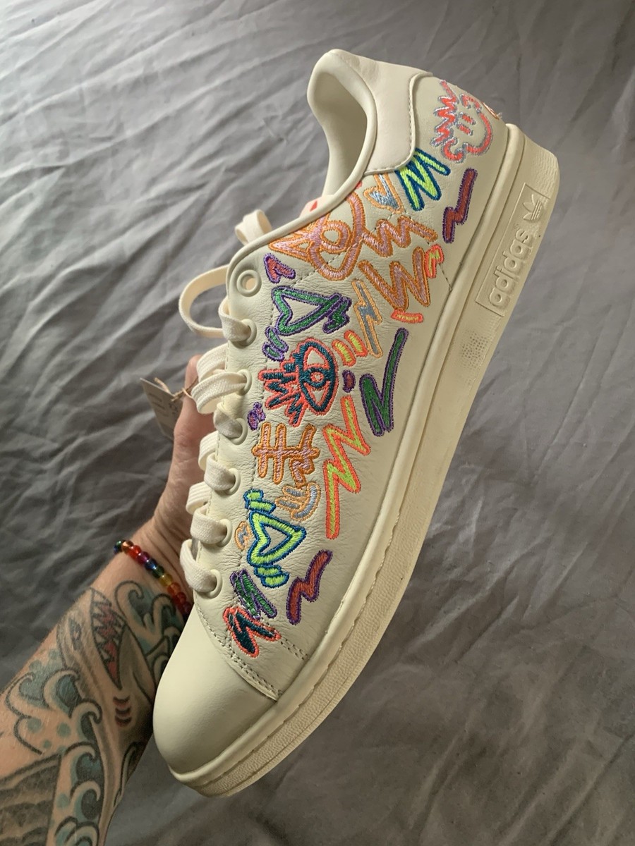 NEW adidas Originals Stan Smith Pride Shoes Men\'s Size 11.5‎ Cream White #GX6394 NEW Adidas Originals Stan Smith Pride Shoes Men main image 3
