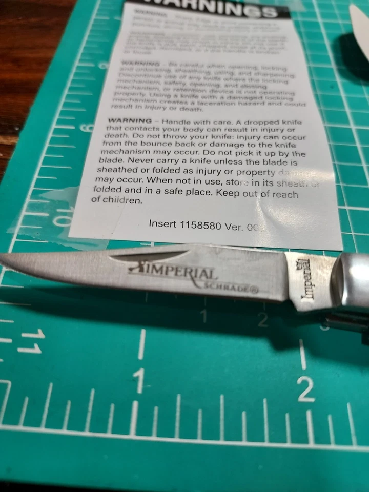 Cuchillo de bolsillo Imperial Schrade Swirl Celuloide Pequeño Trampero 2-3/4" Clsd IMP19PRT Foto 2 de 4
