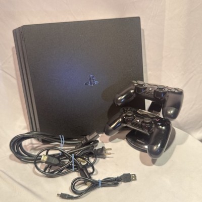 Sony PlayStation 4 Pro 1TB Black PS4 Console, 2 Controllers & Cables CUH-7015B 