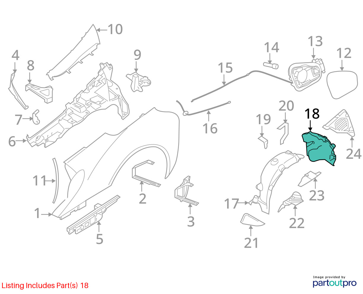 2014-2020 BMW i8 I12 1.5L Rear Right Rearward Wheel Arch Fender Liner OEM