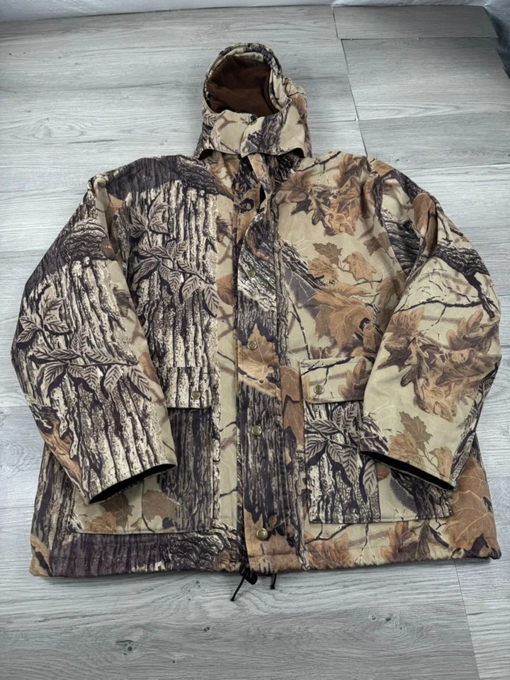 Chaqueta Cabelas De Colección Para Hombres L Camuflada 3D Marrón Hecha en EE. UU. Realtree Shell Con Capucha Foto 2 de 4