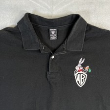 Vintage 90s Warner Bros Bugs Bunny Polo Shirt Mens XL Black Studio Store WB