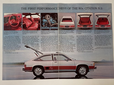 #ad 1980 Chevrolet Citation Four Page 8 Sided Pull Out Brochure Print Ad X 11 $13.99