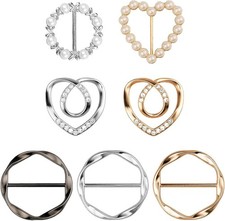 7PCS Premium Scarf Ring Clip, Cute T-Shirt Clips for Women Clothing, 4 Different