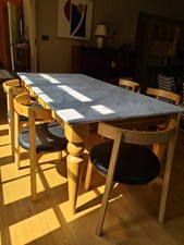 Heal's Cooks Oak Table with Marble Top. Used but great condition