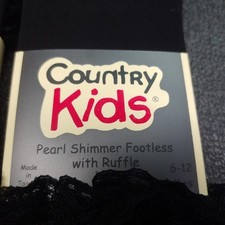 Lot Of 3 Country Kids Infant Girls 6-12M Black Pearl Shimmer Footless W/ Ruffle