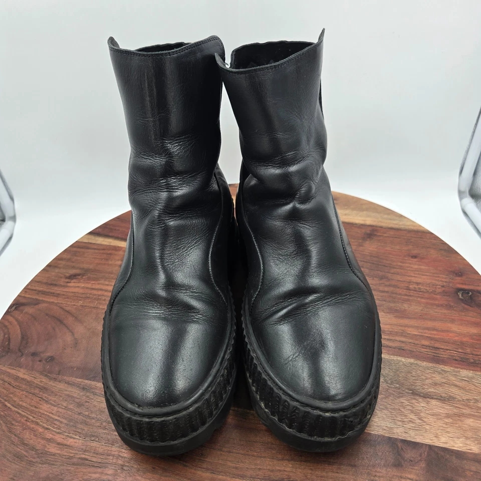 Puma Fenty Chelsea Boots Women 9.5 Black Leather Creeper Platform Chunky Sneaker - Image 3 of 4