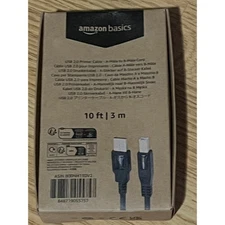 Amazon Basics USB 2.0 Printer Cable A-Male to B-Male Cord 10 ft