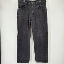 Wrangler Mens Black Straight Leg Denim Jeans Size 36x30