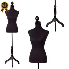 Female Dress Form Manikin Adjustable 60-67" Torso Display w/ Tripod Stand Black