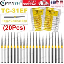 20PCS Dental Diamond Burs FG High Speed Bur Taper Conical Extra Fine 859-014EF