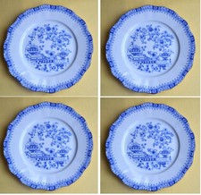 Seltmann China Blau Dorothea 4 Speise-Menuteller 24 geschwungener Golddekorrand