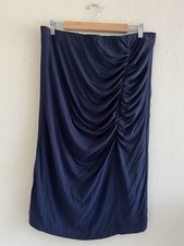 Ann Taylor NWT Navy Blue Pencil Skirt Size 14 Rugged Preppy Office Modest