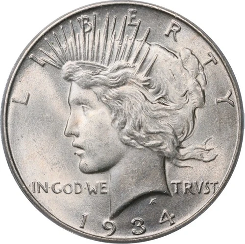 1934 $1 Peace Dollar ICG MS63 Key HIGH GRADE CLEAN White BU Mint Luster PQ Type