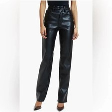 Good American Pants Better Than Leather Good Icon Womens 8 / 29 Black Faux Vegan