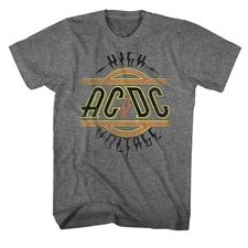 AC/DC High Voltage Graphite Heather Rock and Roll Music Band T-Shirt