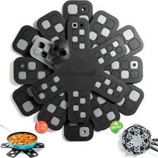 Silicone Pan Protectors and Trivets for Stacking - 6 Pcs Set (Black/Grey)