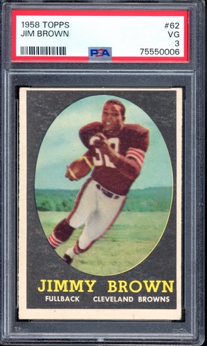 1958 Topps #62 Jim Brown Rookie PSA 3 Vintage HOF RC Football Card (0006)