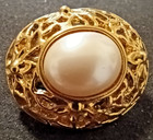 Gold-Tone Filigree Clip-On Earrings with Simulate Pearl Centers — photo 2