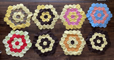 Vintage GRANDMOTHER'S FLOWER GARDEN Quilt Block 8pcs hexagon shaped