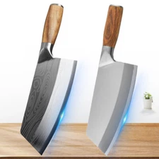 2pcs Japanese Damascus Chef Knife Meat Cleaver Kitchen Slicing Paring Knives Set