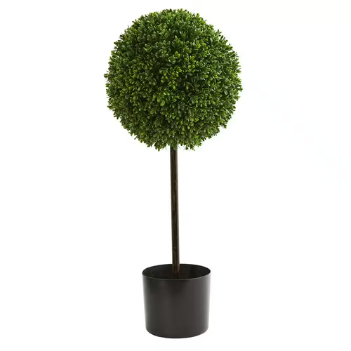 Nearly Natural Boxwood Ball 2.5-ft Topiary Artificial Tree UV Resistant w/ Pot