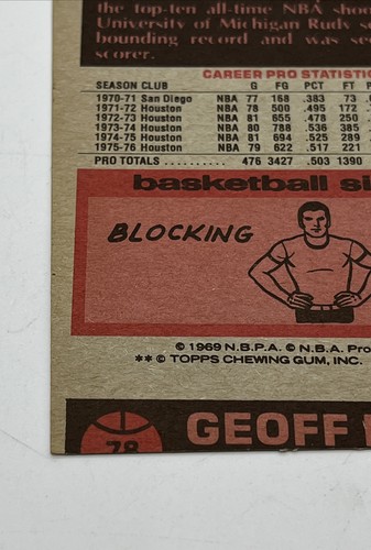 Rudy Tomjanovich 1976 Topps Lg #66 ERROR/miscut on back 2 names Geoff Petrie - Picture 4 of 10