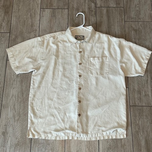 100% Silk Shirt Big Dogs Resort Wear Mens L Camp Loop Collar Embroidered Poker - Picture 3 of 8