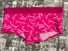NWT Victoria's Secret Pink panty Low Rise Boyshort Atomic Pink Script Medium M