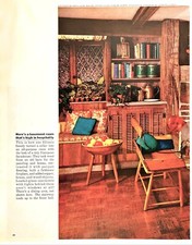 Mid-Century Modern Barn Beams Parque Floor Shaved Leg Furniture Vtg Mag Print Ad