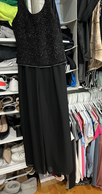 Vintage J.R. Nites By Caliendo Formal Black & Silver Jumpsuit Size 8