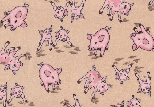 Pigs 60" Wide Flannel Fabric - Picture 2 of 3
