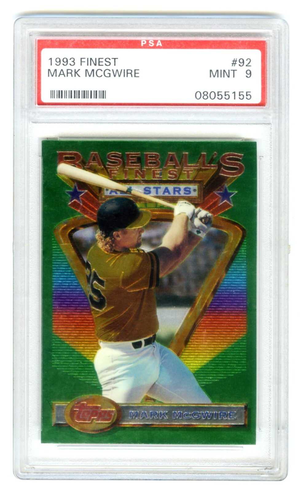 MARK MCGWIRE (POP 247) 1993 TOPPS FINEST PSA-9 MINT GRADED MLB BASEBALL CARD #92